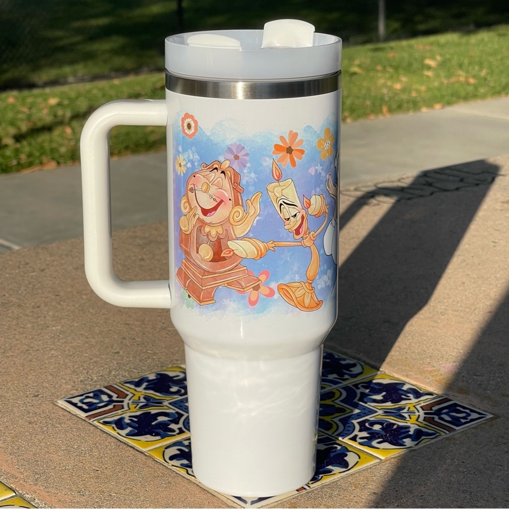 Custom 40 oz Tumbler Disney Beauty and the Beast Belle Brand new double… - Picture 7 of 10